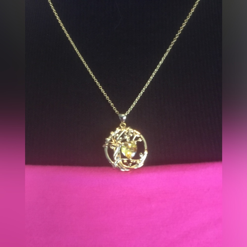 Fancime Tree of Life Heart Birthstone Necklace Fanci Me Sterling Citrine NEW - Picture 10 of 16